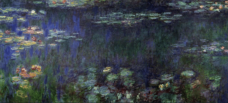 Water Lilies, Green Reflection by Monet