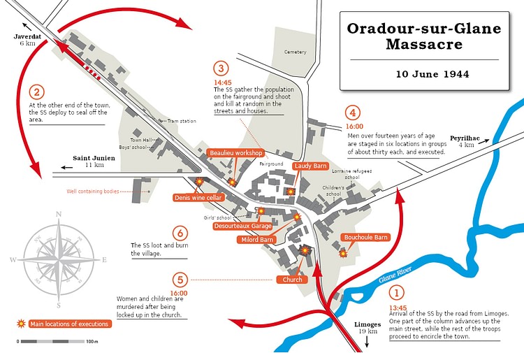 Map of the Oradour-sur-Glane Massacre