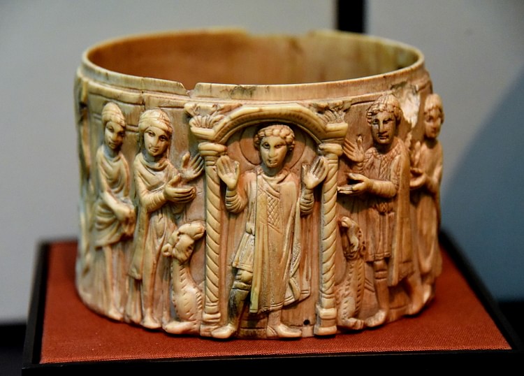 Ivory Pyxis Depicting Saint Menas